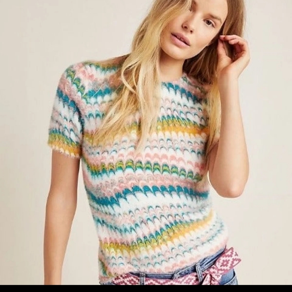 Anthropologie Multicolor Crew Neck Sweater EUC
